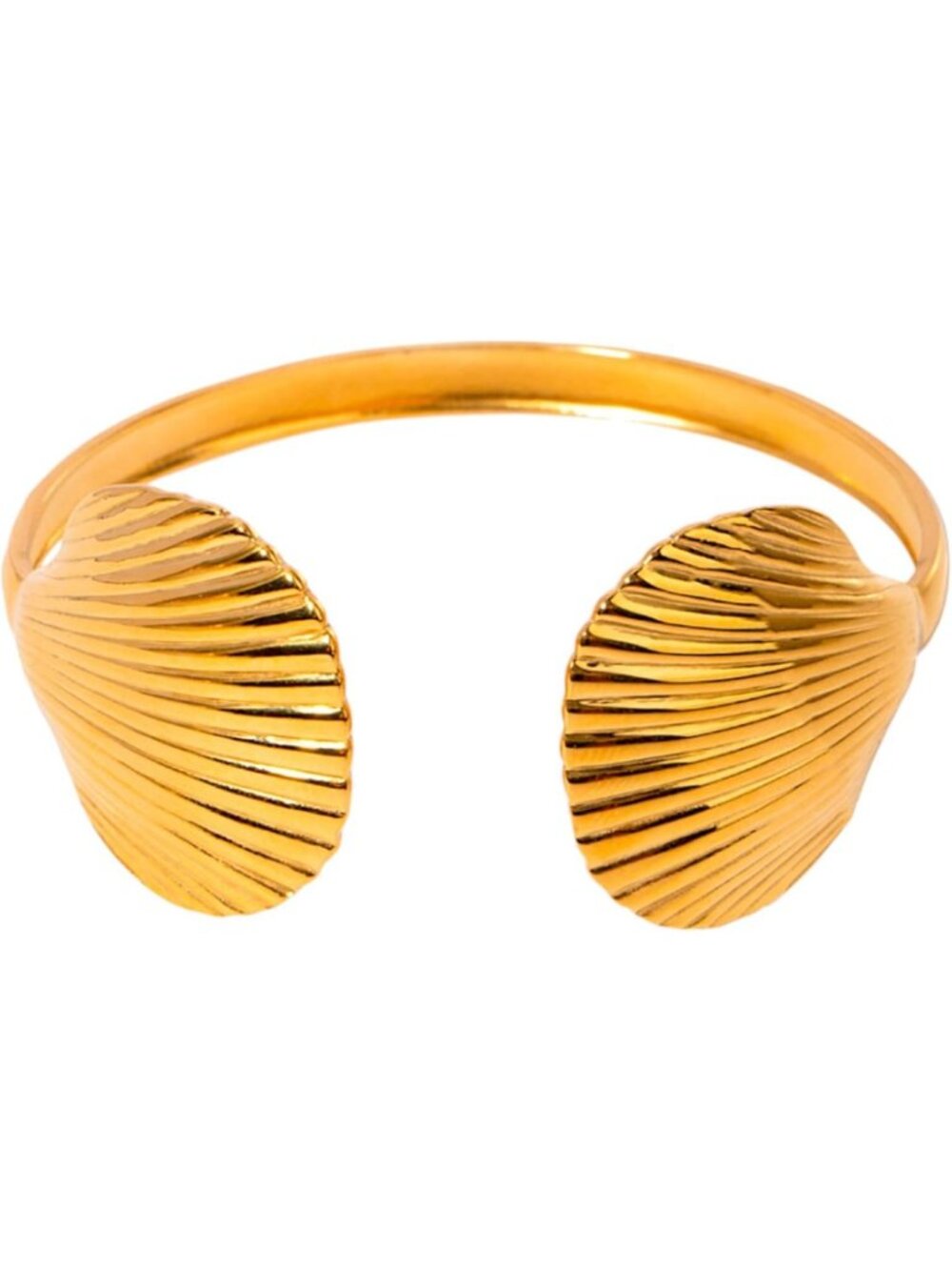 Elegant 18K Gold Starfish & Shell Open Cuff Bracelet - Perfect for Beach Lovers